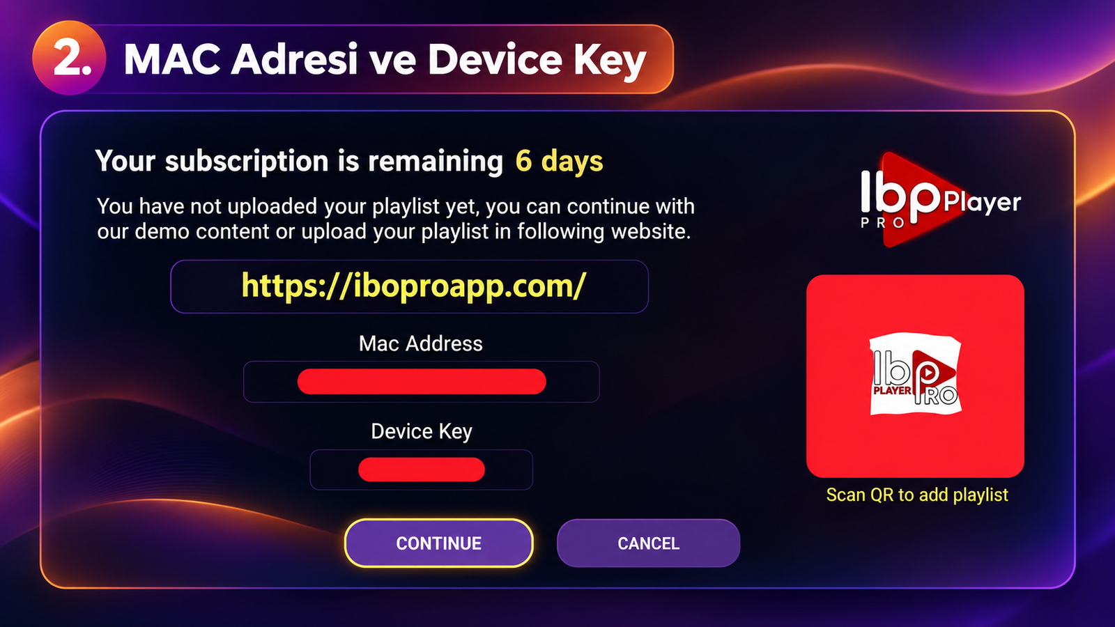 IBO Pro Player MAC Address ve Device Key bulma aşaması