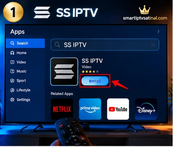 SS IPTV kurulum birinci adım uygulamayı arama ve yükleme