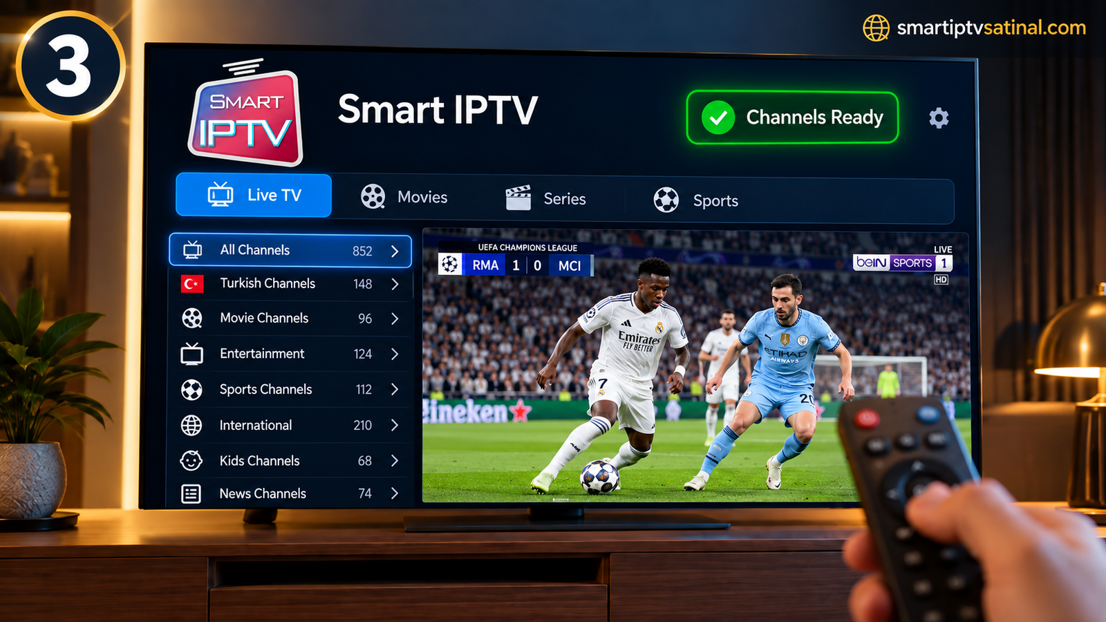 Smart IPTV kurulumu tamamlandı kanal kategorileri hazır
