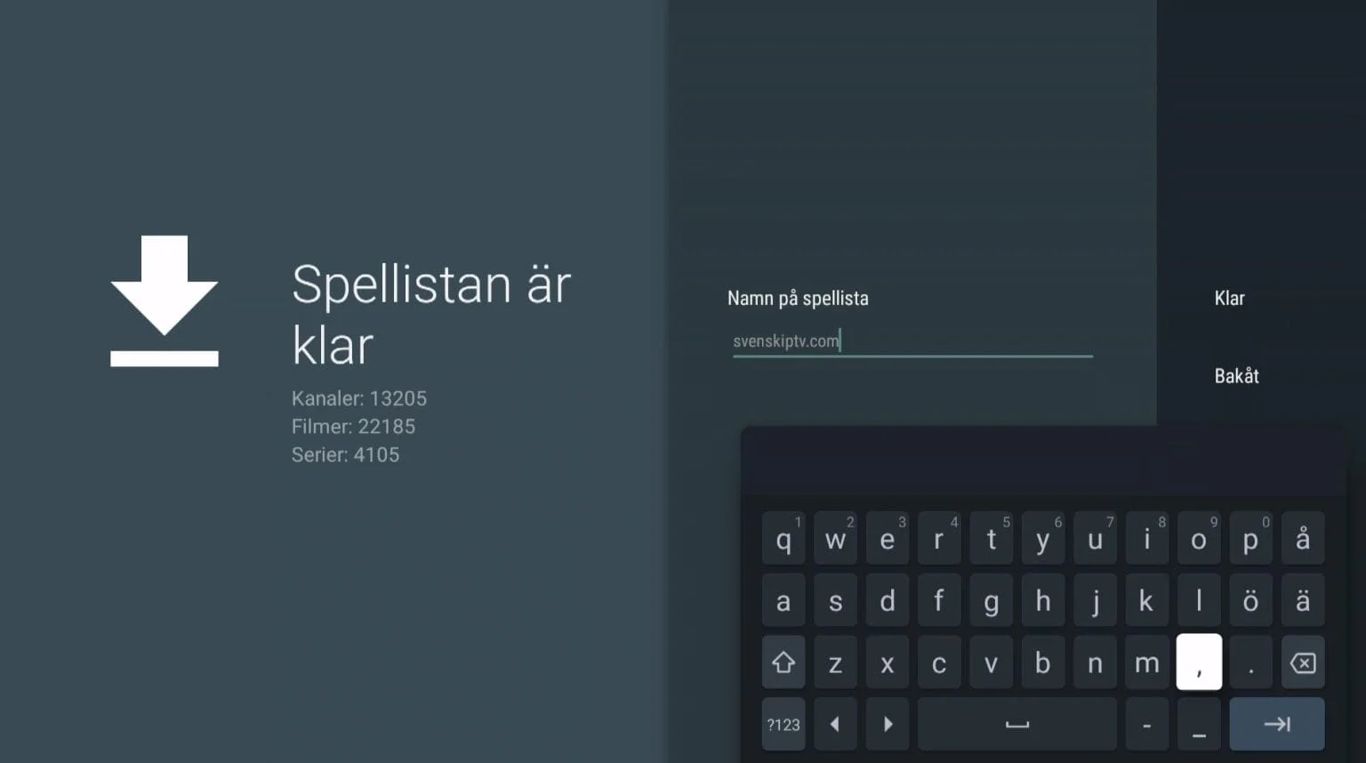 TiviMate playlist hazır ekranı ve liste adı belirleme