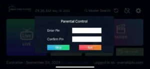 IPTV Smarters Pro parental control ebeveyn PIN ayarı