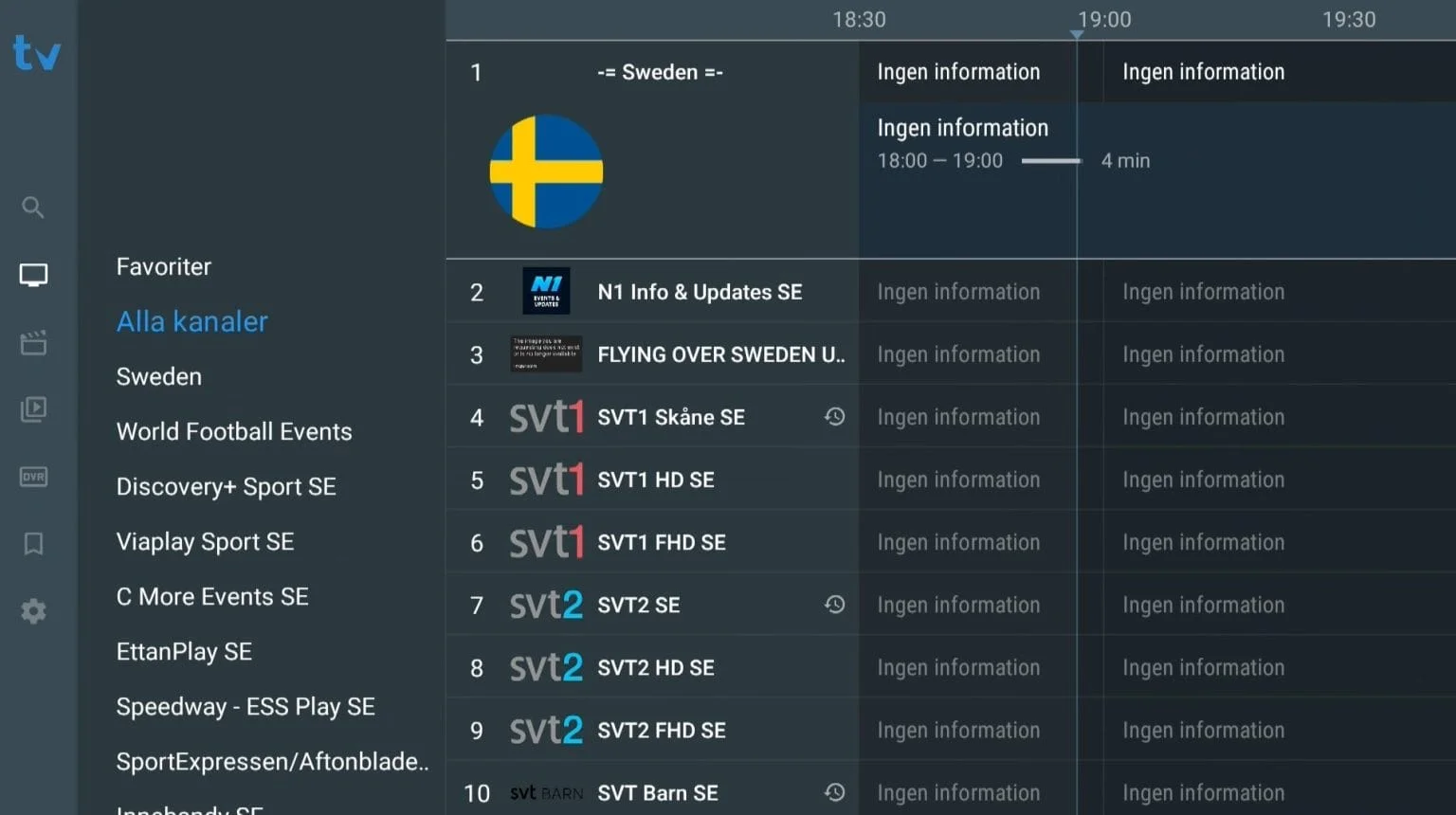 TiviMate kanal listesi kategoriler ve EPG program rehberi