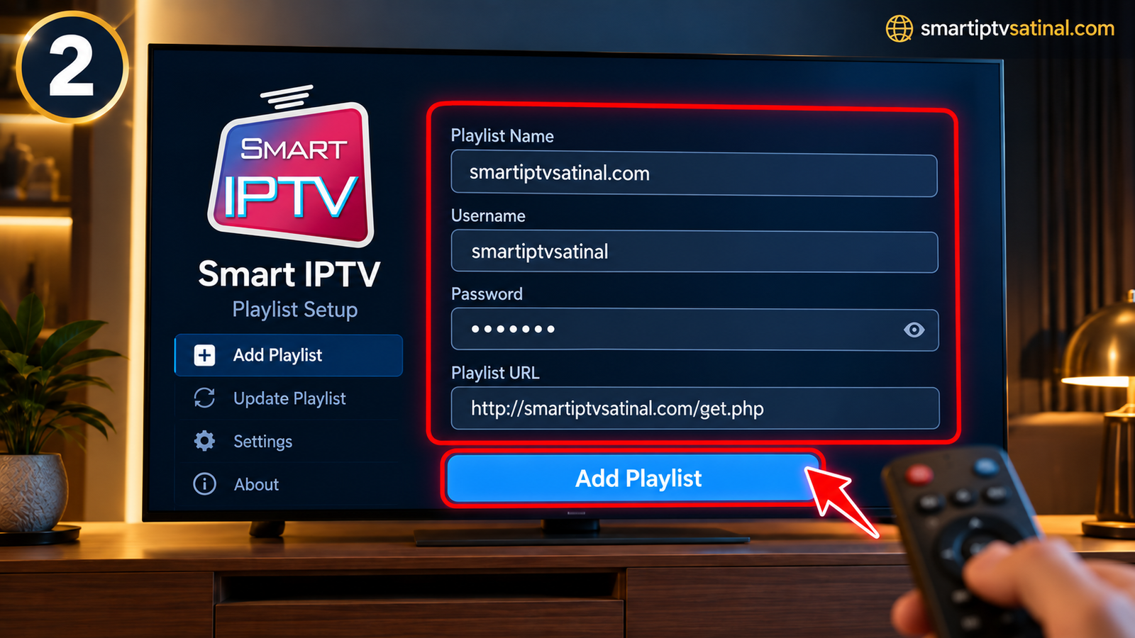 Smart IPTV playlist adı kullanıcı adı şifre ve URL ekleme