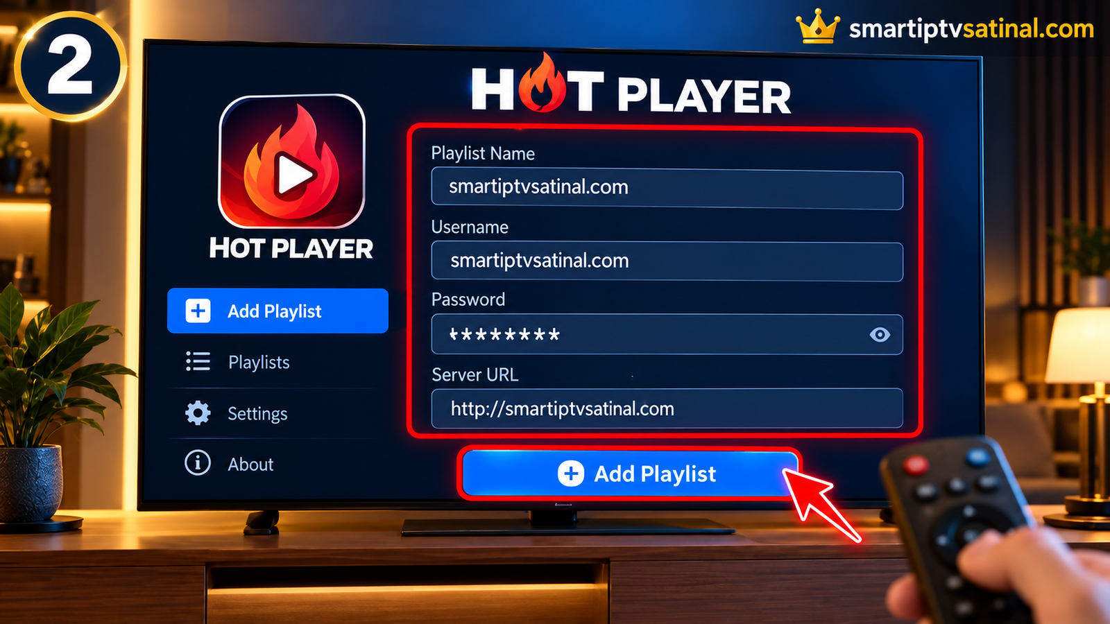 HotPlayer kullanıcı adı şifre ve server URL ekleme